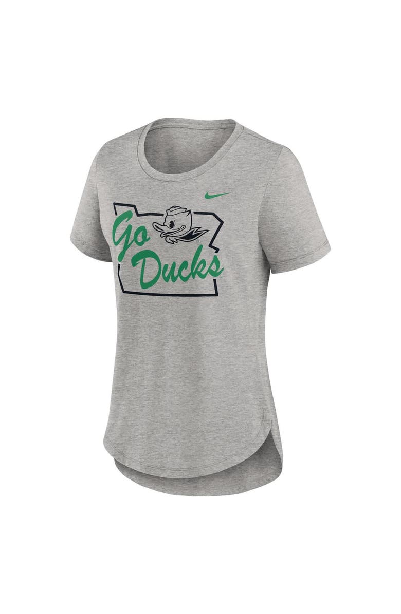 Nike Women's Nike Heather Gray Oregon Ducks Local Campus Location Mantra Tri-Blend T-Shirt, Alternate, color, Heather Gray