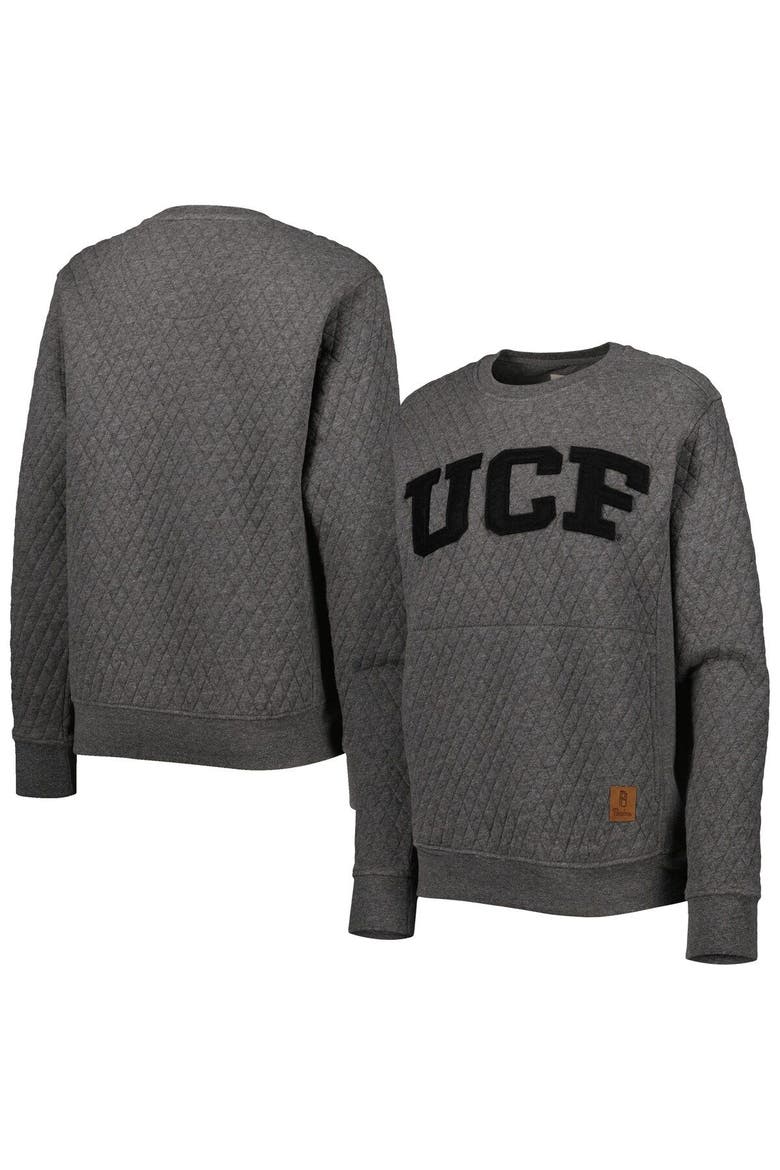 Women's Pressbox Heather Charcoal UCF Knights Moose Quilted Pullover Sweatshirt, Main, color, Heather Gray