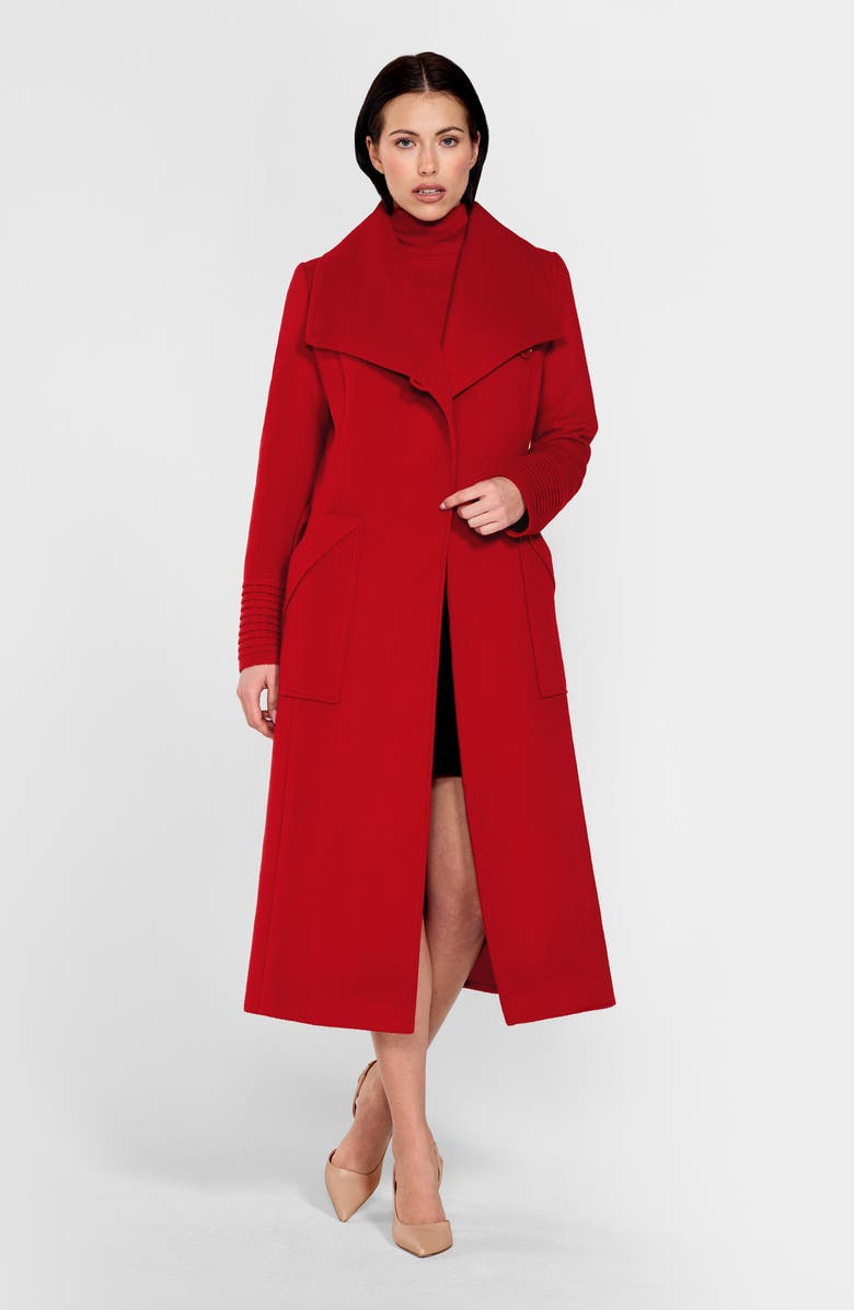SENTALER Wide Collar Alpaca & Wool Wrap Coat, Alternate, color, Scarlet Red