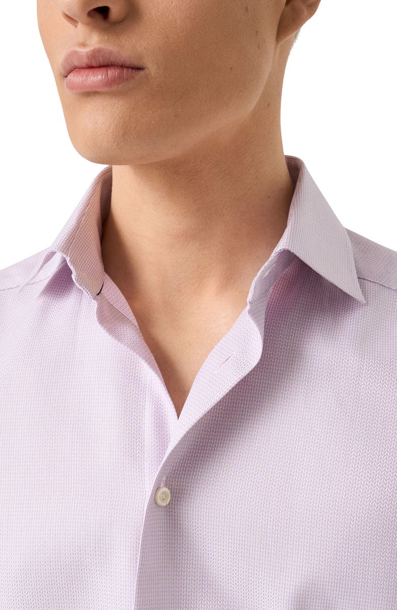 Eton Slim Fit Herringbone Dresss Shirt, Alternate, color, Medium Pink