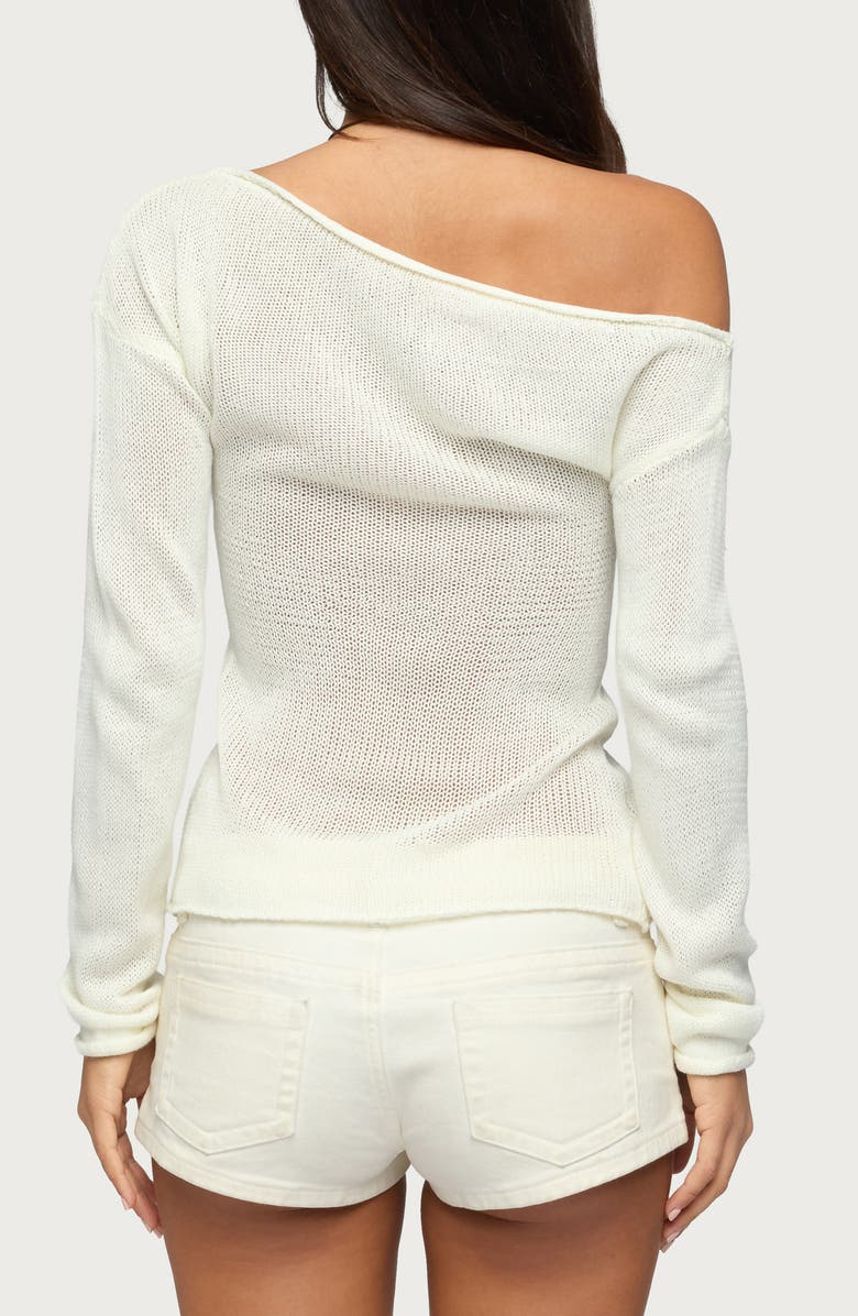 EDIKTED One-Shoulder Open Stitch Sweater, Alternate, color, Cream