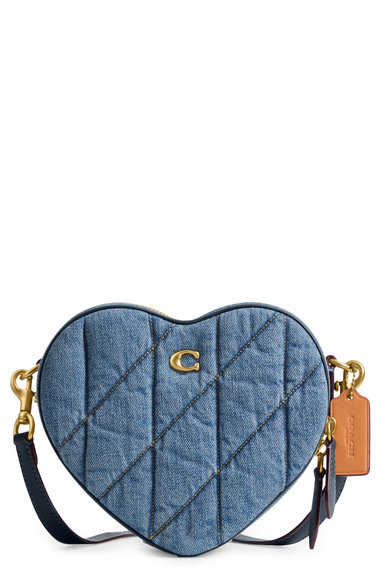 COACH Quilted Denim Heart Crossbody Bag, Main, color, 