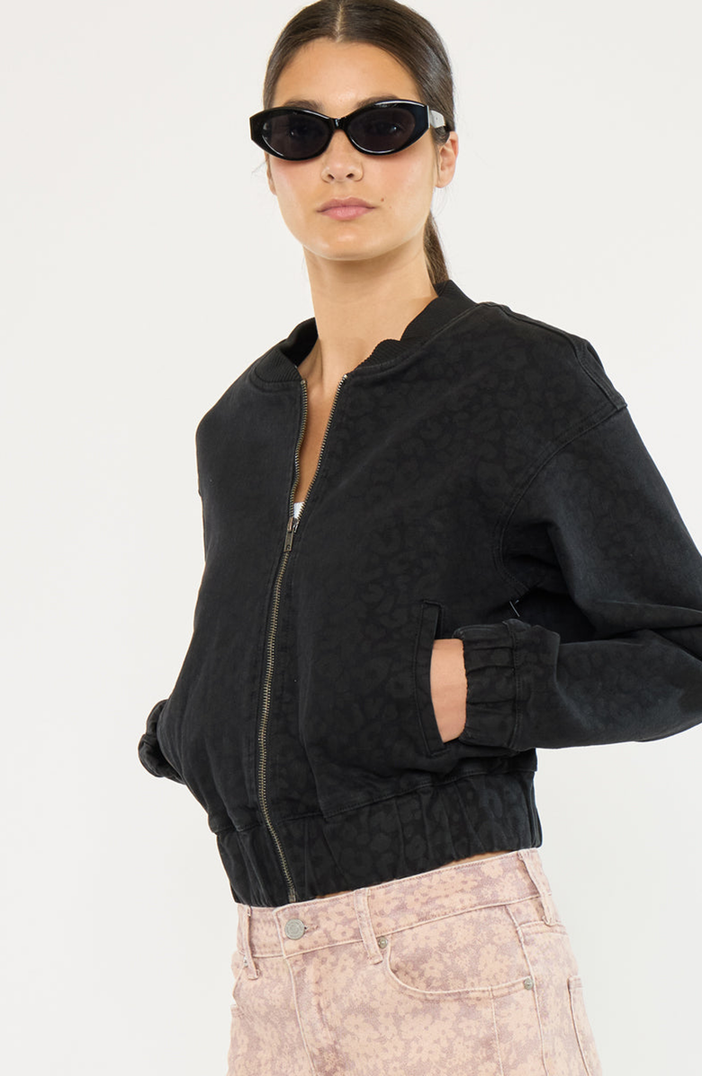 KanCan Mirabelle Bomber Jacket, Alternate, color, Black Leopard Print
