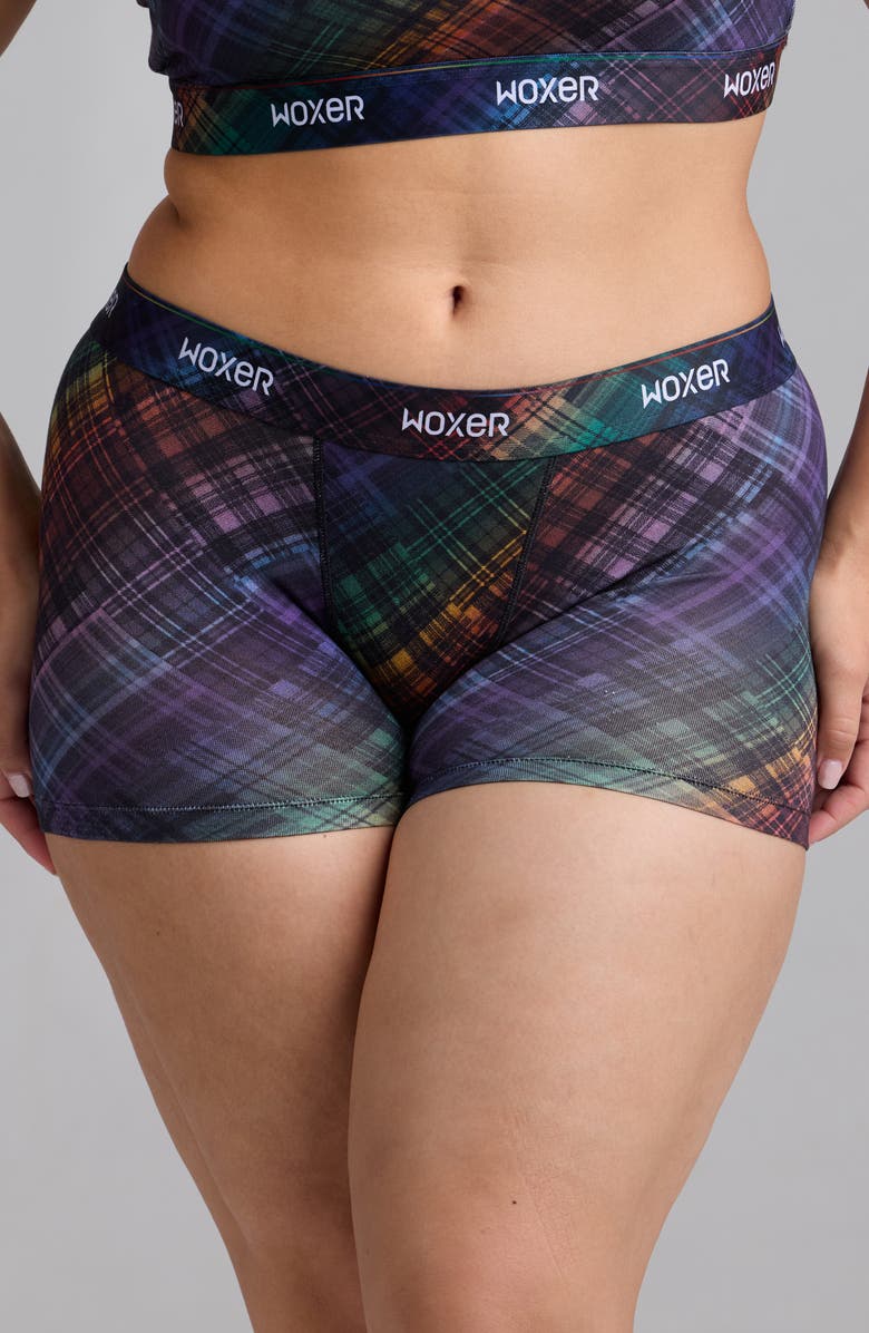 Woxer Star Ultrasoft 3-Inch Boxer Briefs, Alternate, color, Pride Plaid
