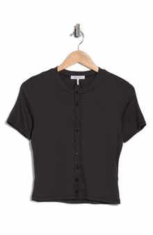 rag & bone Essie Short Sleeve Button-Up Crop T-Shirt