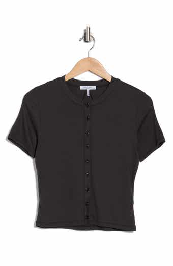 rag & bone Essie Short Sleeve Button-Up Crop T-Shirt