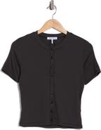 rag & bone Essie Short Sleeve Button-Up Crop T-Shirt