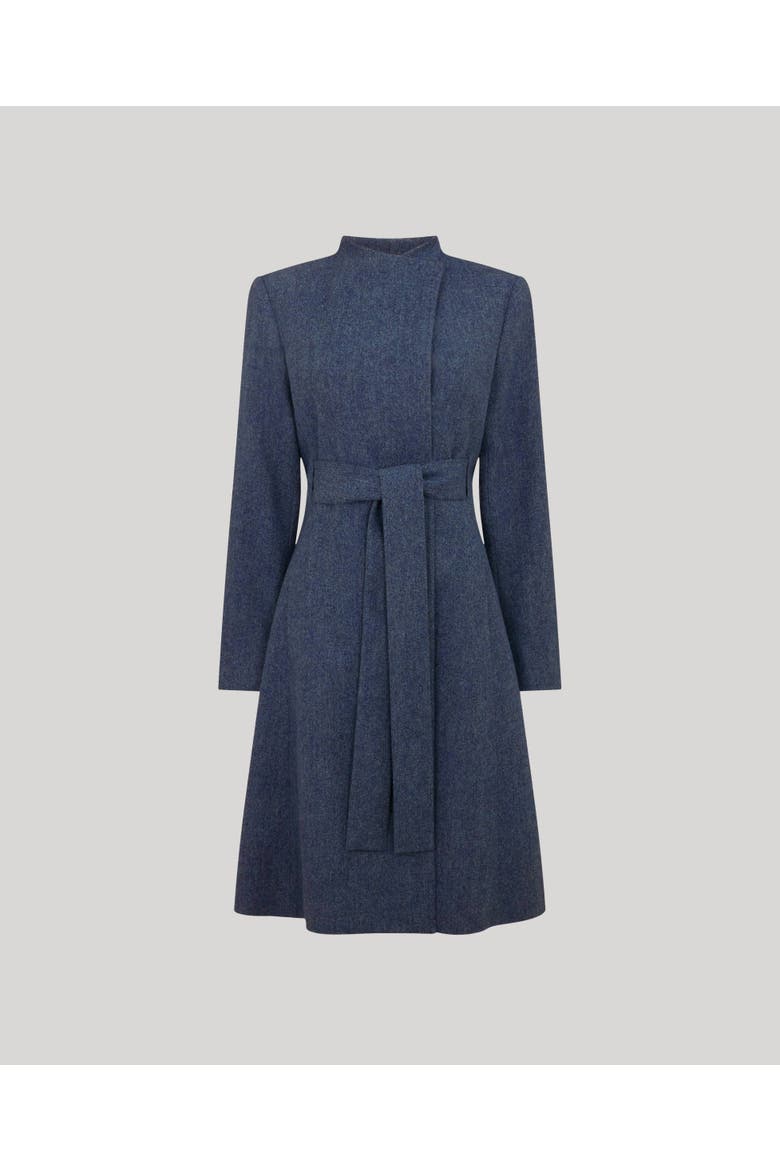Louise Funnel Herringbone Wool Coat, Main, color, Soft Blue
