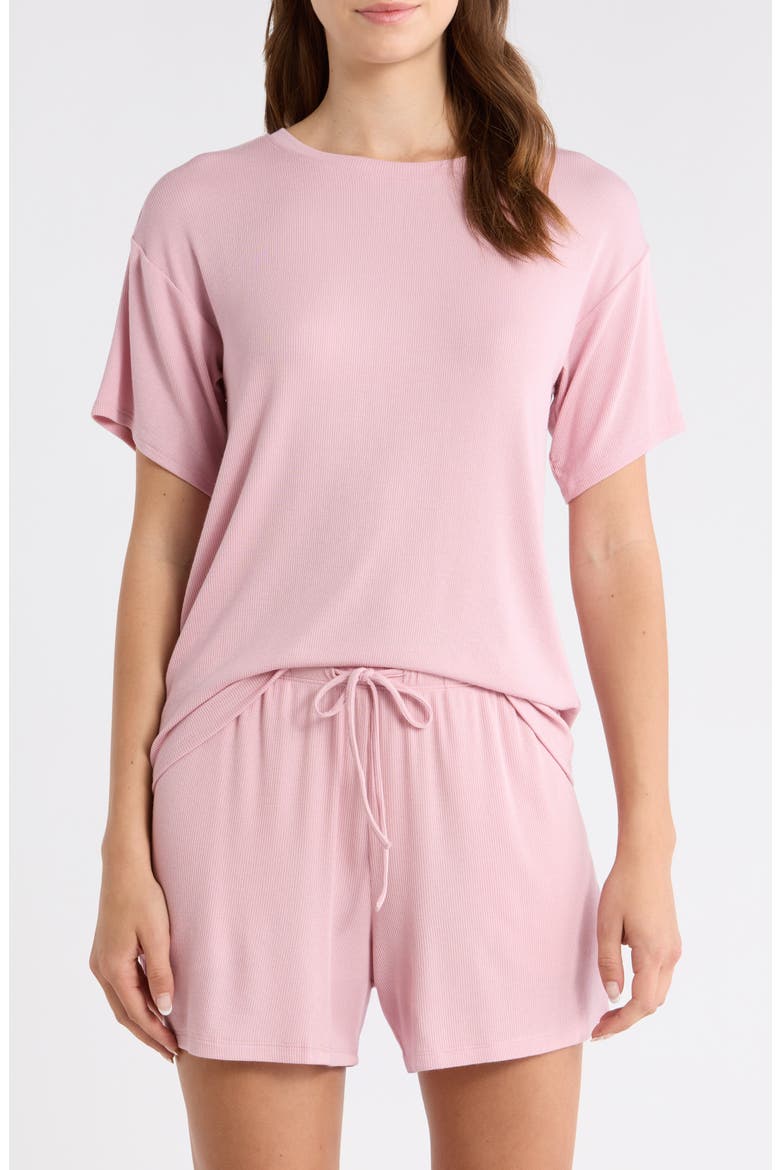 Moonlight Eco Easy Rib Short Pajamas, Main, color, PINK ZEPHYR