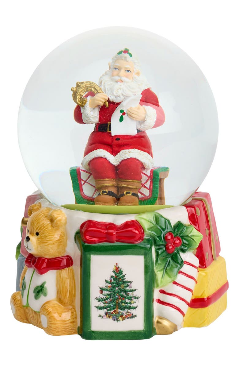 Spode Christmas Tree Santa Claus Musical Snow Globe, Alternate, color, 