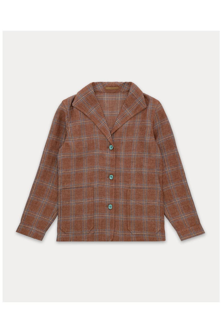 Scotland-Checkered Linen and Cotton Classic Jacket, Main, color, Dark Brown