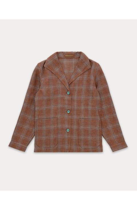 Scotland-Checkered Linen and Cotton Classic Jacket