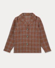 Fortela Scotland-Checkered Linen and Cotton Classic Jacket