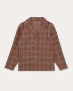 Fortela Scotland-Checkered Linen and Cotton Classic Jacket