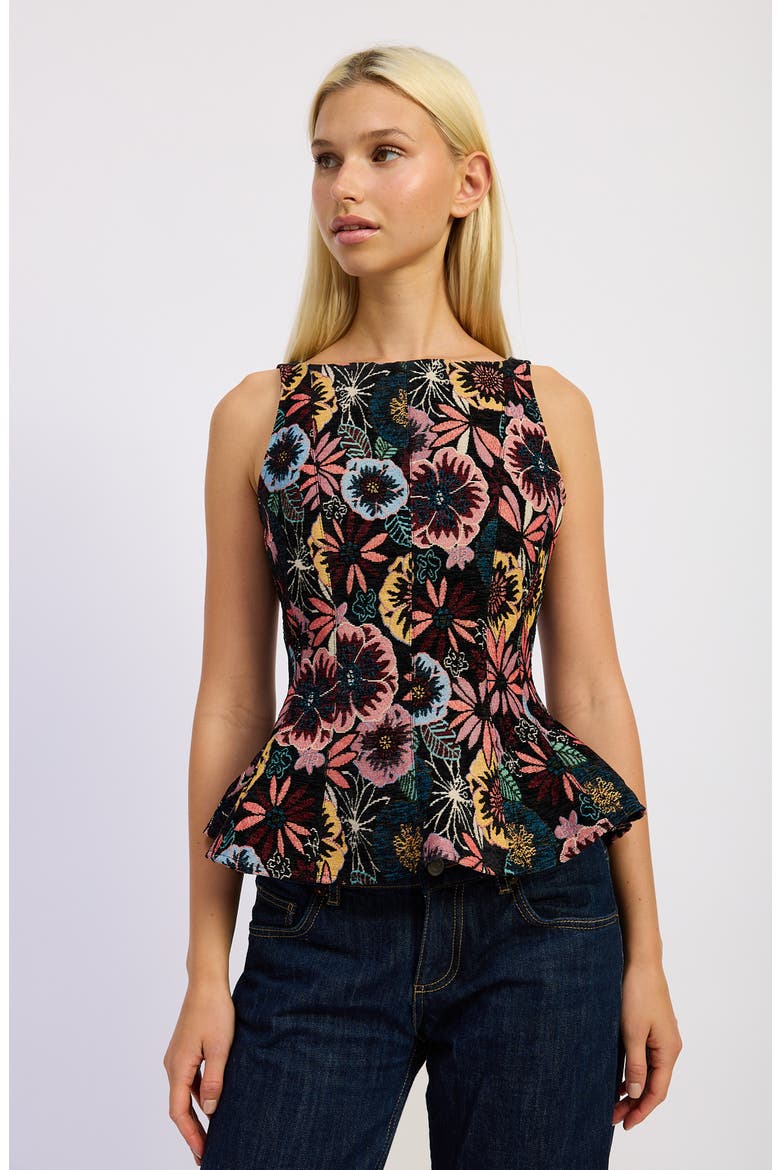 Zoya Floral Peplum Top, Alternate, color, BLACK MULTI FLORAL