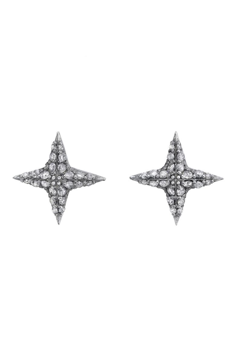 Diamond Star Stud Earrings, Main, color, STERLING SILVER