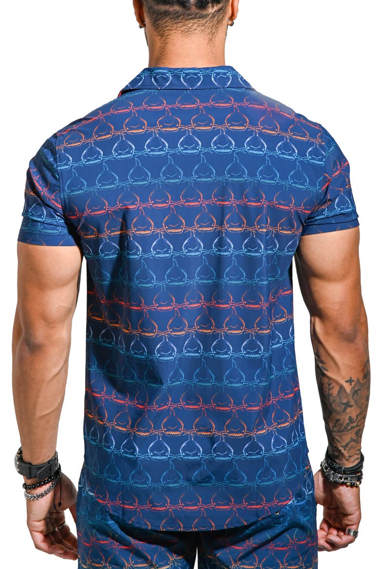 Beachsharkwave Blue Cotton Camp Shirt, Alternate, color, BLUE