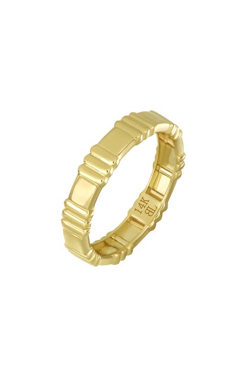 14K Yellow Gold Textured Stackable Band Ring