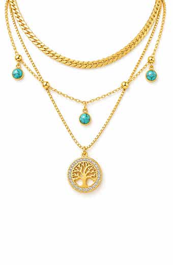 Tree of Life Turquoise Layered Necklace