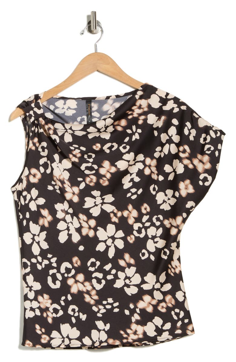 Renee C Asymmetric Satin Top, Main, color, Black