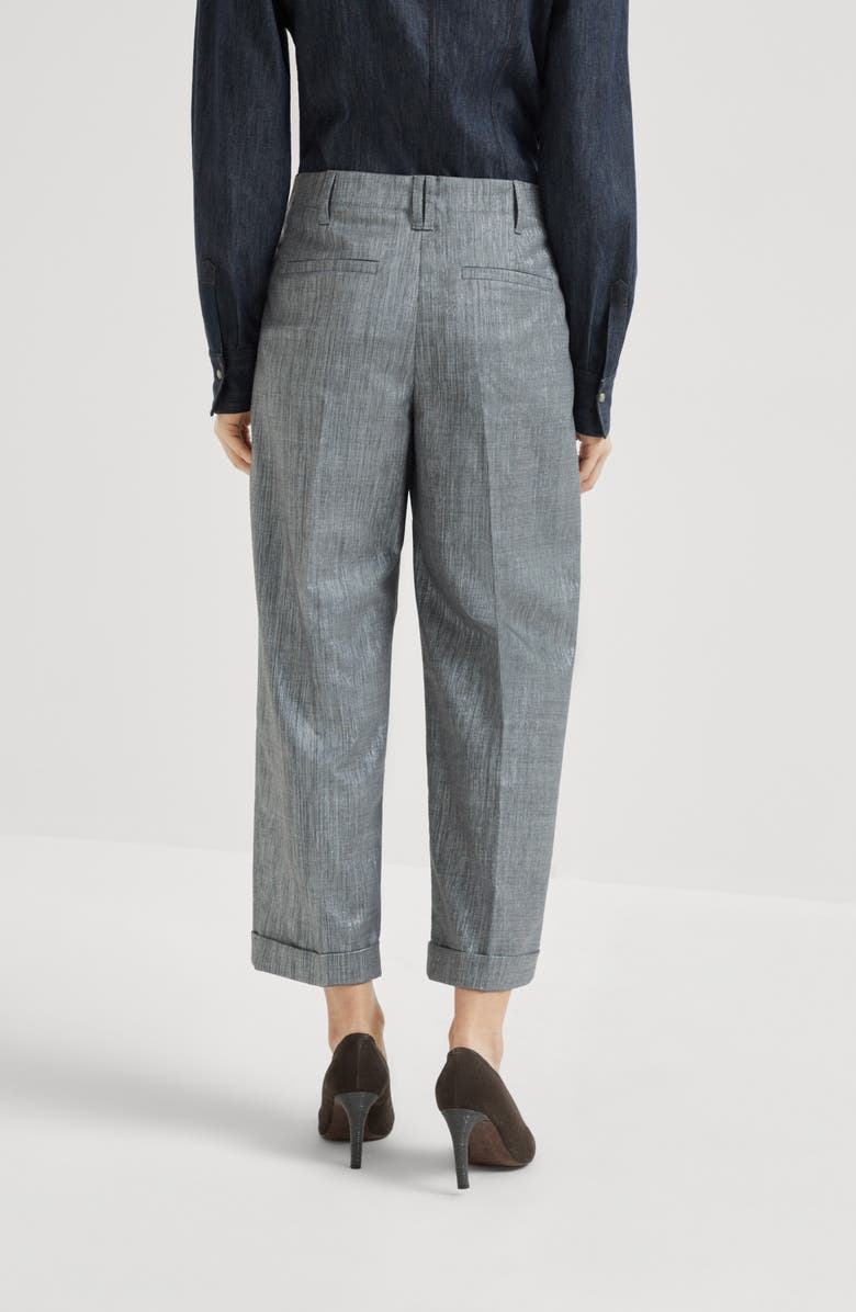 Brunello Cucinelli Sparkling twill trousers, Alternate, color, Silver