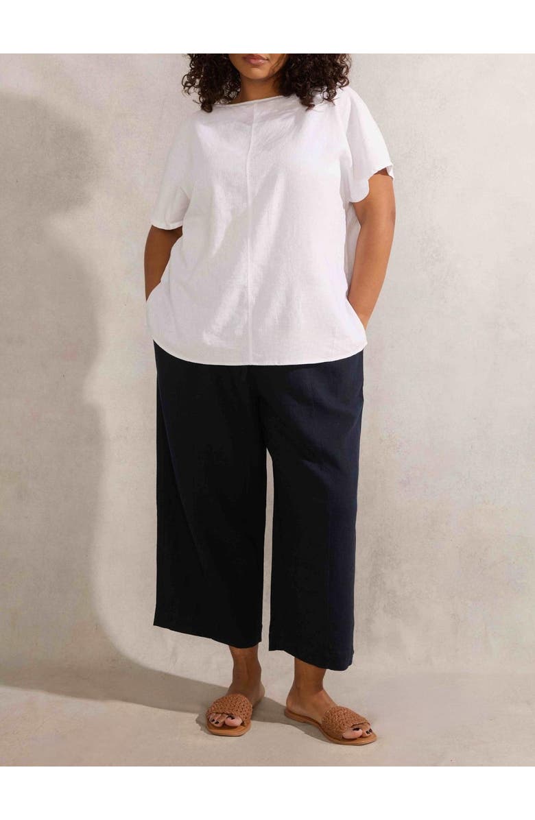 Live Unlimited Linen Mix Tapered Pants, Alternate, color, Navy