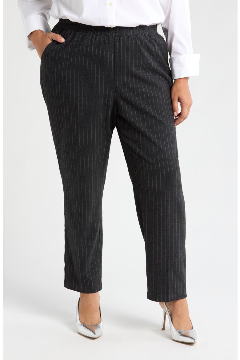 The Pinstripe High Waist Pants, Main, color, GRAPHITE