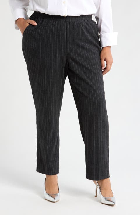 The Pinstripe High Waist Pants (Plus)