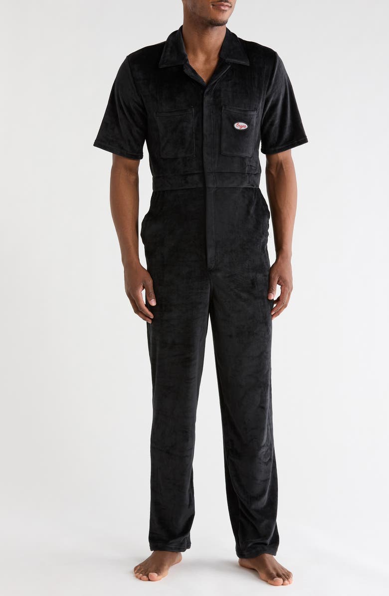 ENZOS INACTIVE WEAR Short Sleeve Coveralls, Main, color, Black