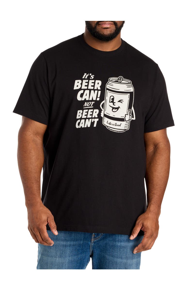 LIFE IS GOOD Big & Tall Beer Can Beer Can't Graphic Tee, Main, color, Black