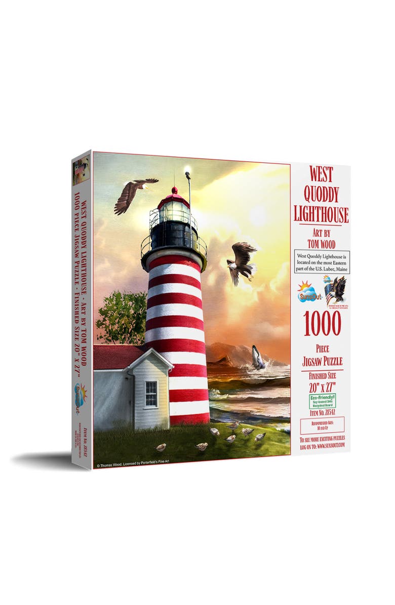 Sunsout West Quoddy Lighthouse 1000 piece Jigsaw Puzzle for Adults, Main, color, Multicolor