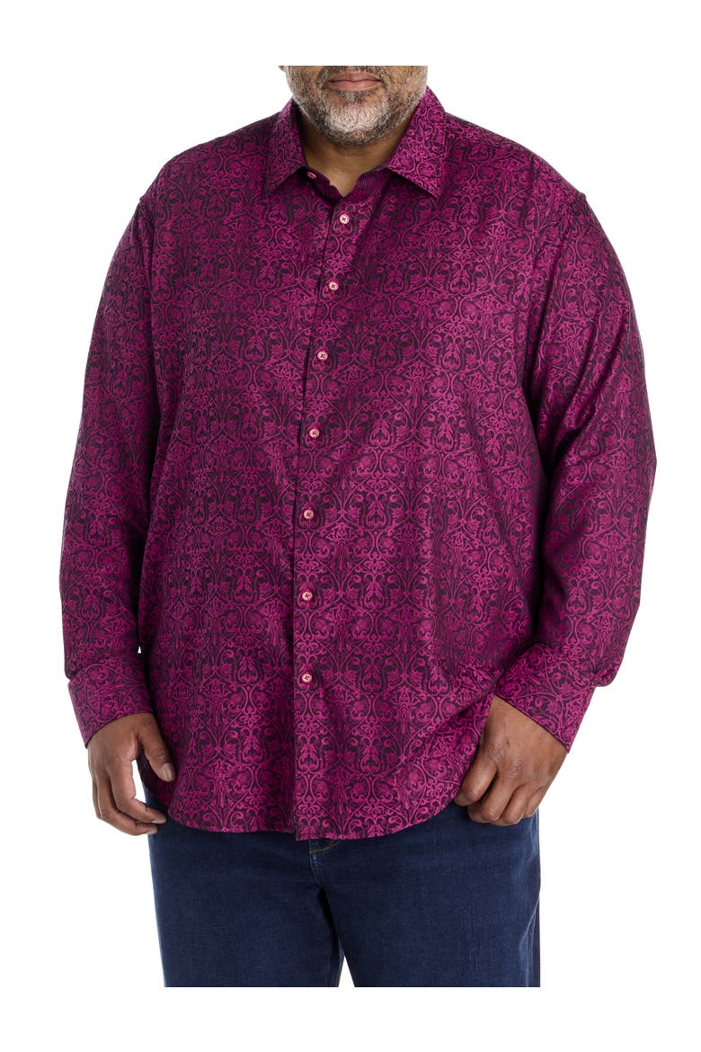 Big & Tall Luther Tonal Sport Shirt, Alternate, color, BURGUNDY