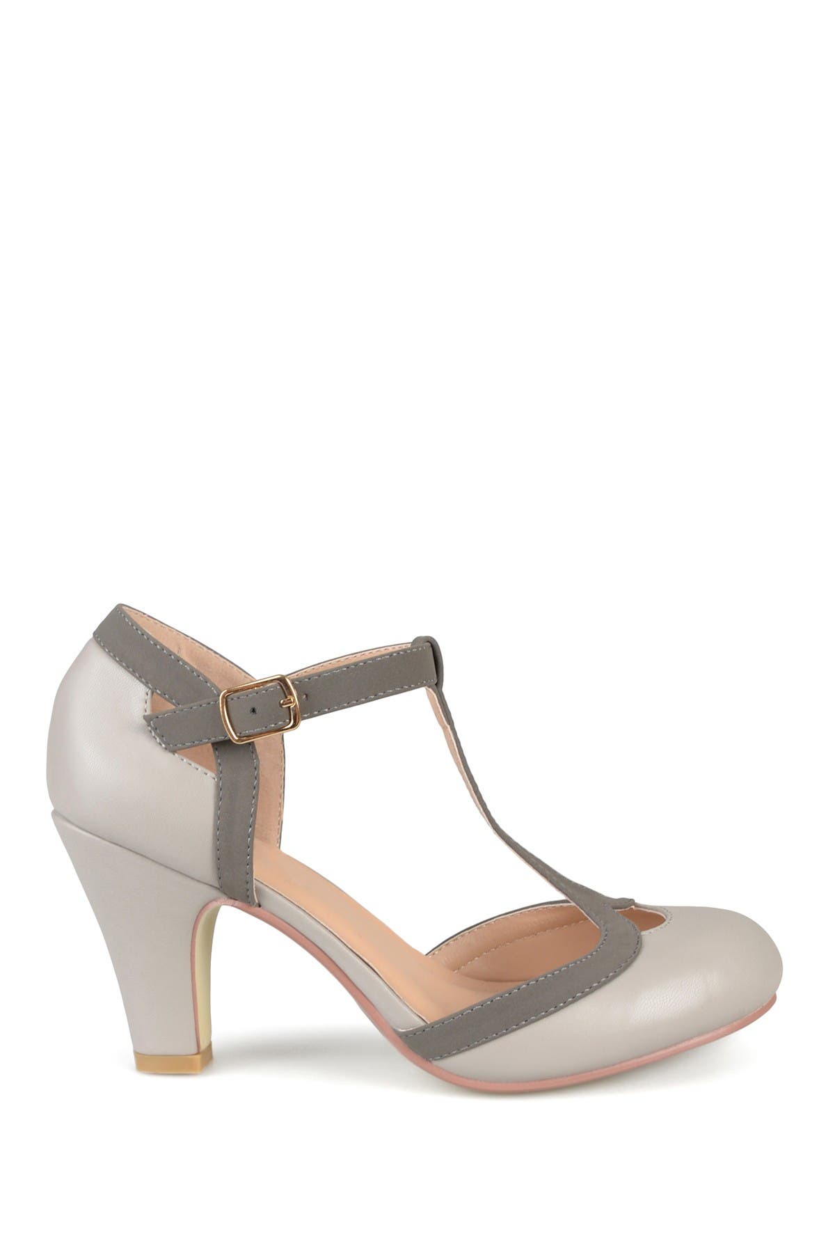 JOURNEE Olina T-Strap Pump - Wide Width, Alternate, color, GREY