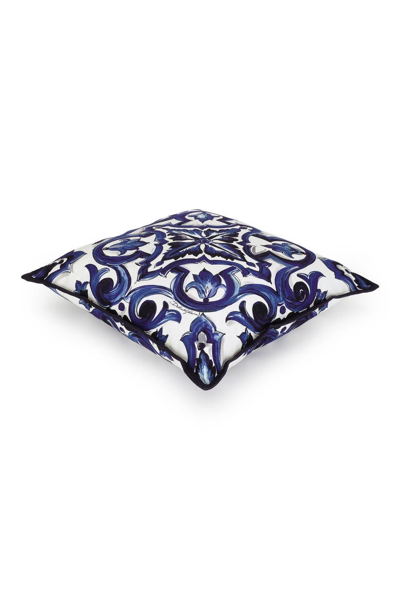 Blue Mediterraneo Canvas Cushion, Alternate, color, MEDIUM BLUE