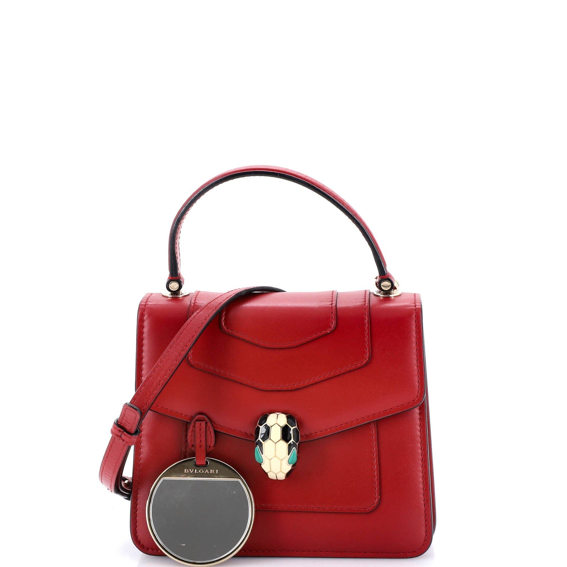 Serpenti Forever Top Handle Bag Leather Small, Alternate, color, Red