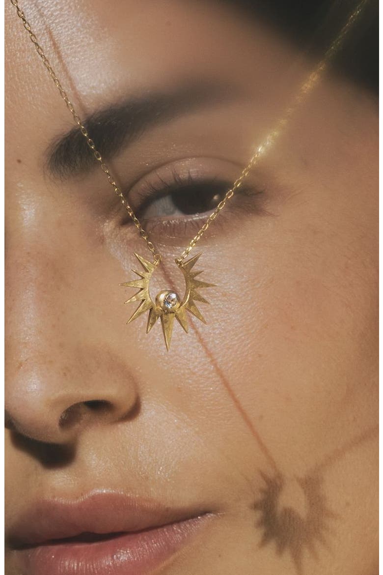 Unveiling Dreams White Topaz Starburst Necklace, Alternate, color, Gold