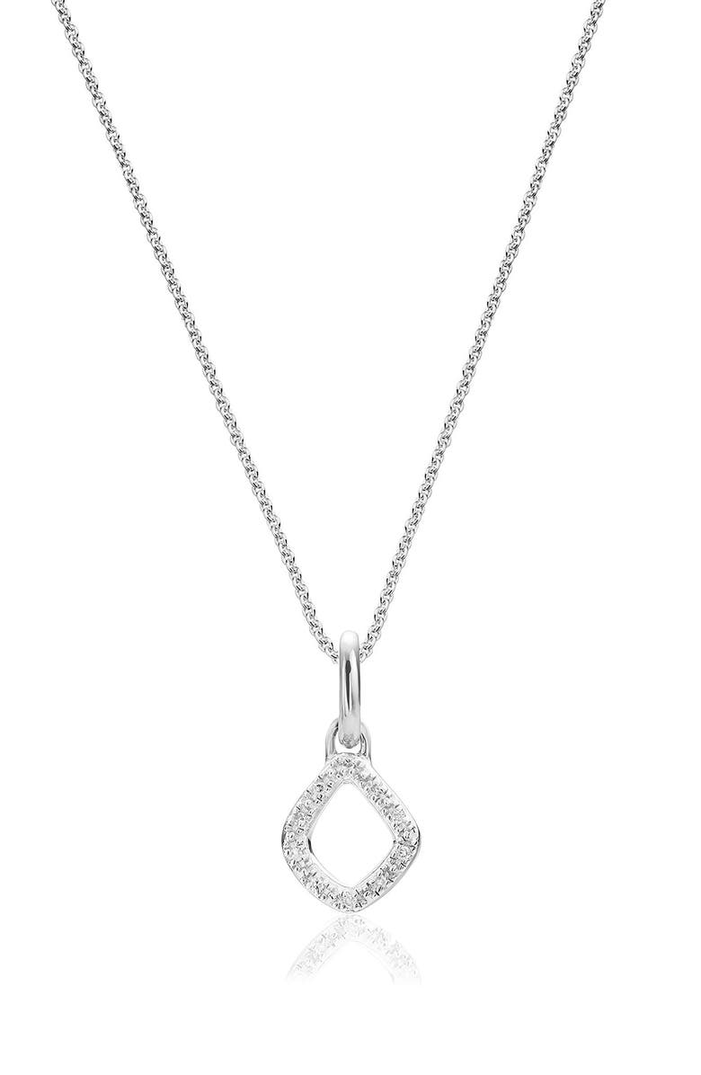 Monica Vinader Riva Mini Kite Diamond Pavé Pendant Charm, Main, color, Silver