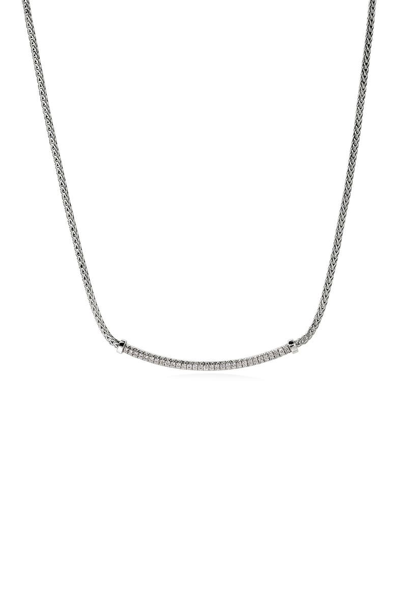 JH Essentials Pavé Necklace, Diamonds, 1.8mm, Main, color, SILVER/ DIAMONDS