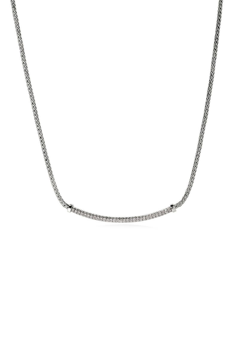 John Hardy JH Essentials Pavé Necklace, Diamonds, 1.8mm, Main, color, Silver/ Diamonds