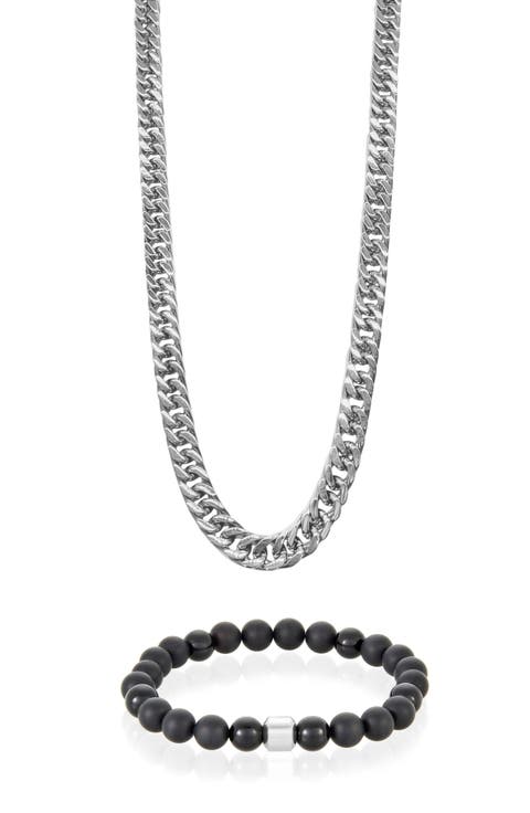 Chain Necklace & Beaded Bracelet Set