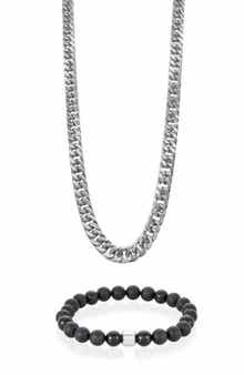 Chain Necklace & Beaded Bracelet Set