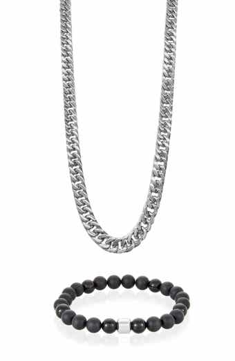 Chain Necklace & Beaded Bracelet Set