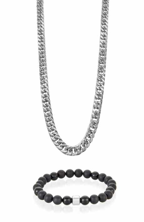 Chain Necklace & Beaded Bracelet Set