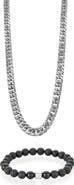 Adornia Chain Necklace & Beaded Bracelet Set