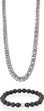 Adornia Chain Necklace & Beaded Bracelet Set