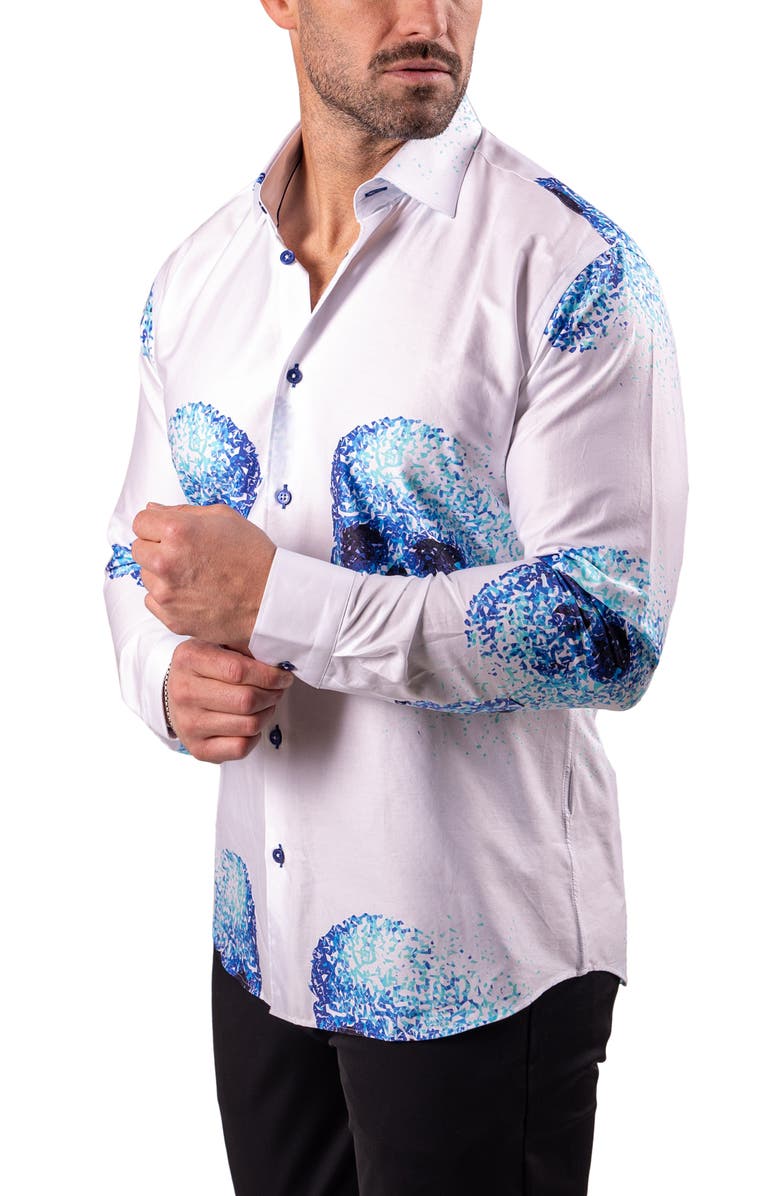 Maceoo Fibonacci Resistance Contemporary Fit Button-Up Shirt, Alternate, color, White