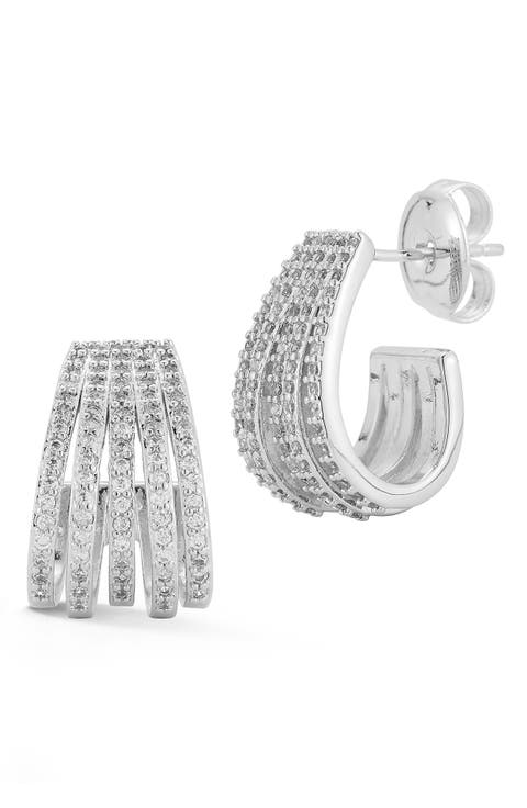 Cubic Zirconia Caged Hoop Earrings