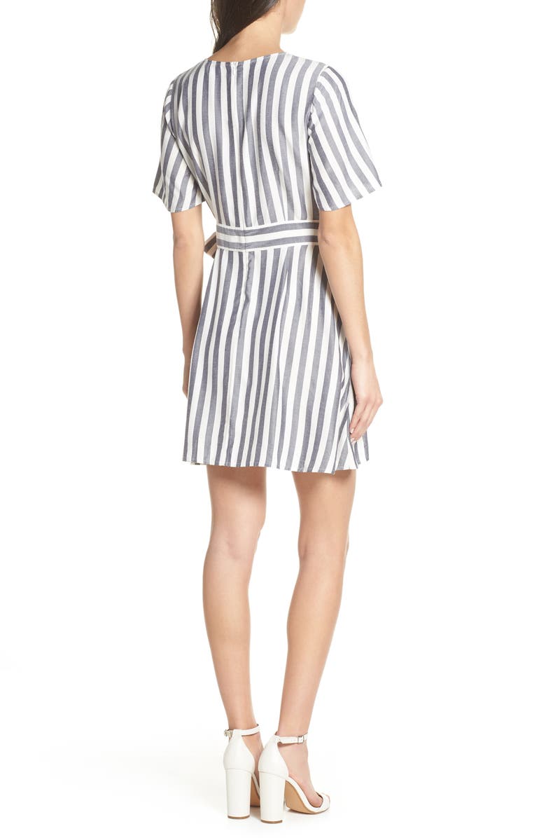 BB Dakota by Steve Madden BB Dakota Stripe Faux Wrap Dress, Alternate, color,