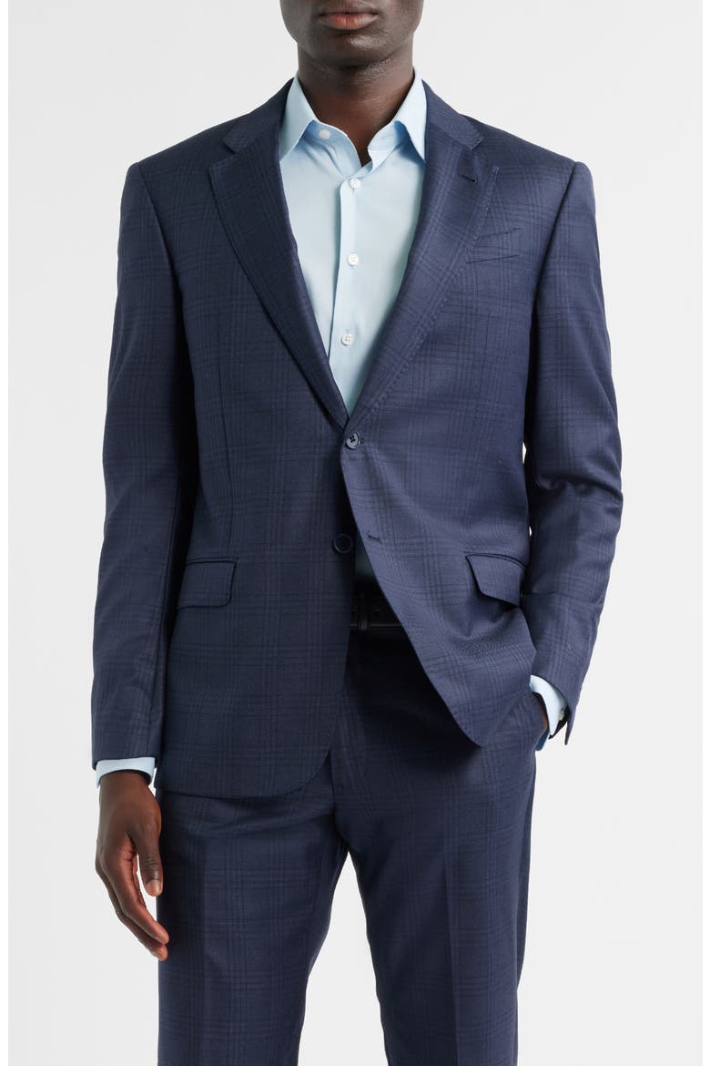 Navy Blue Check Wool Suit, Alternate, color, PLAID BLUE
