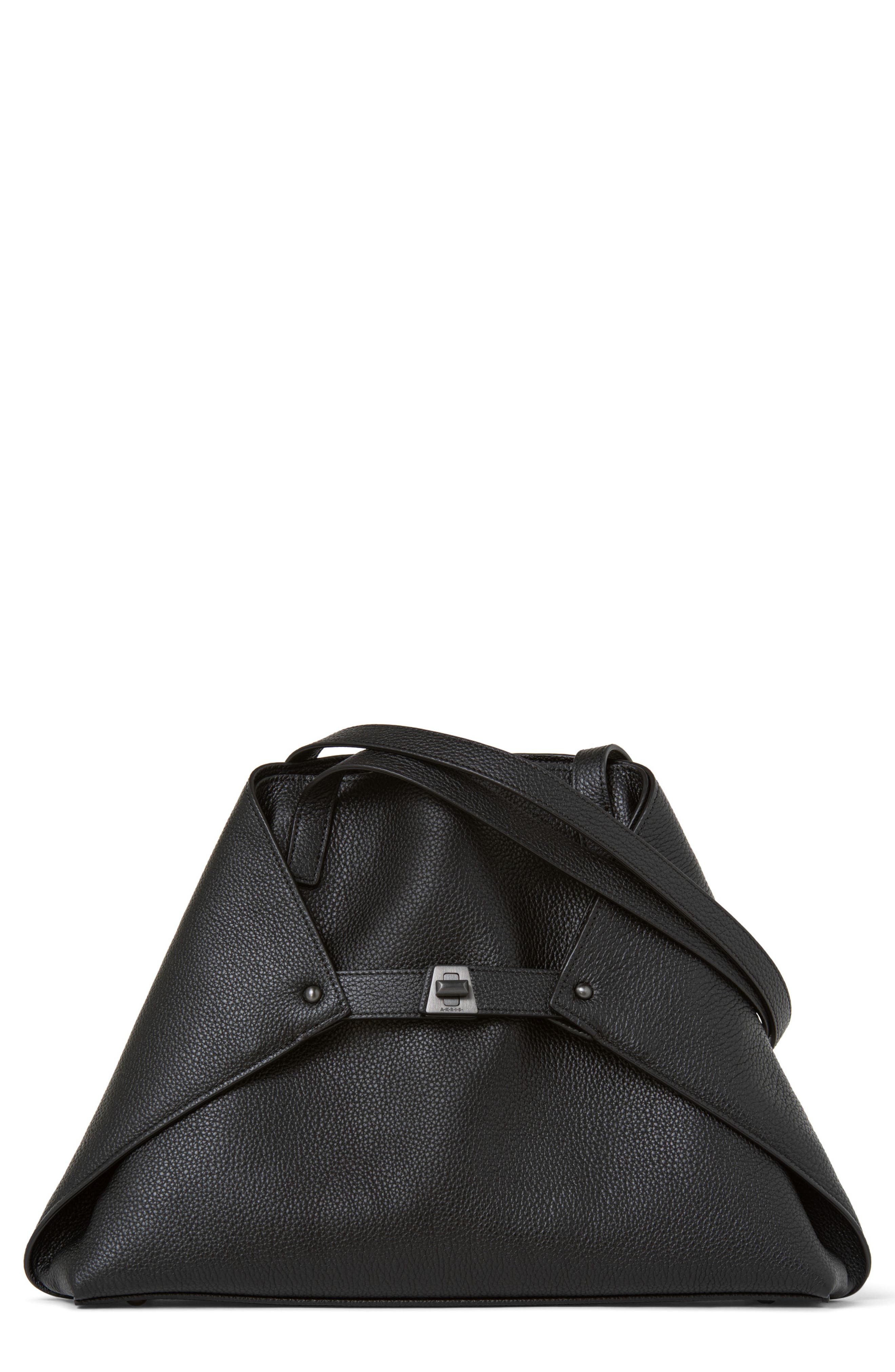 Akris Small AI Leather Tote, Main, color, Black